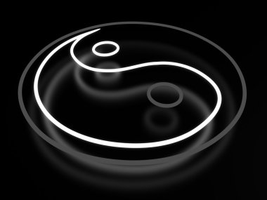 Jing-Jang Neon işareti siyah arka plan üzerine