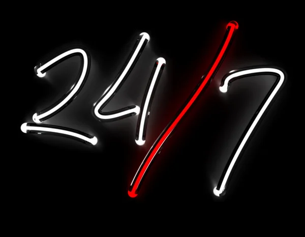 24 voor 7 Neon teken — Stockfoto