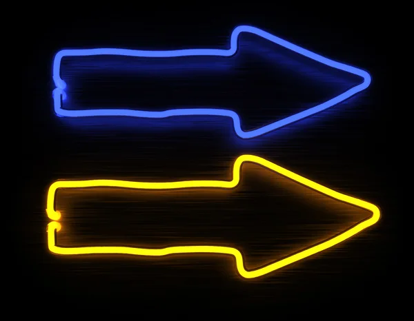 Freccia al neon segno su sfondo nero — Foto Stock