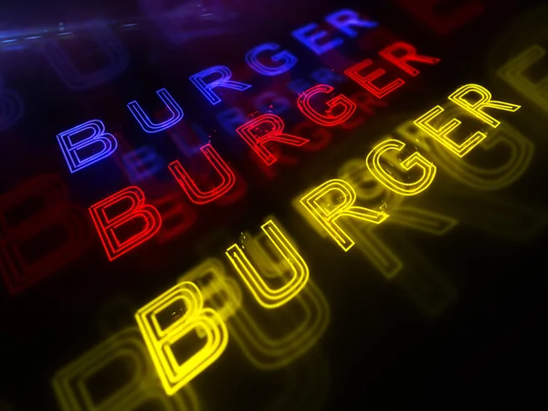 Burger Noen Tanda tangan untuk Restoran atau Pub — Stok Foto