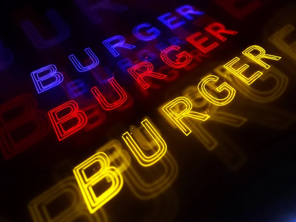 Burger Noen Tanda tangan untuk Restoran atau Pub — Stok Foto