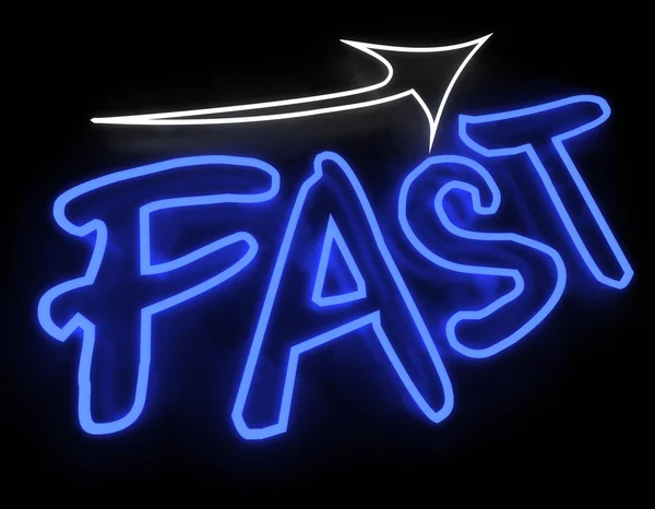 Fast Neon Sign On Black Background — Fotografie, imagine de stoc