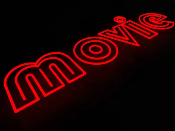 Movie Neon Sign on Street with glowing — Stock Photo, Image