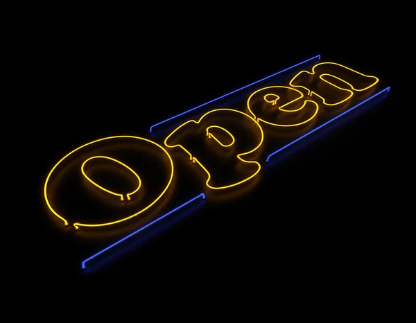 Deschide semnul Neon pentru restaurant sau Club — Fotografie, imagine de stoc