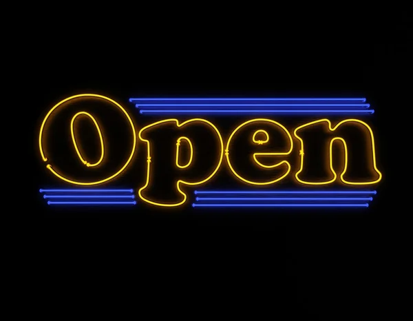 Open Neon teken voor restaurant of Club — Stockfoto