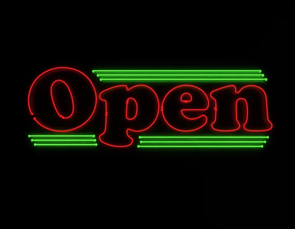 Öppna neonskylt för restaurang eller klubb — Stockfoto