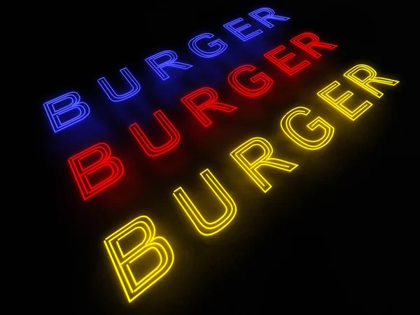 Sinal de Burger Noen para Restaurante ou Pub Imagens Royalty-Free