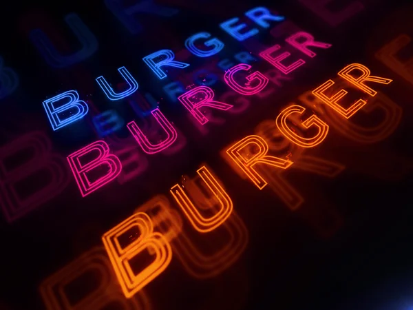 Burger Noen znak dla restauracji czy pubu Obrazek Stockowy