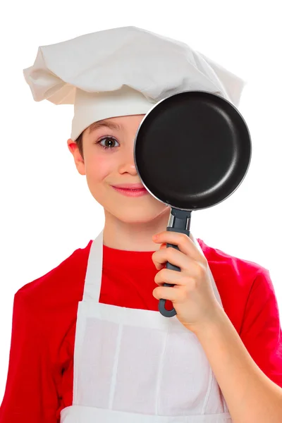 Кухар хлопчик на білому — стокове фото