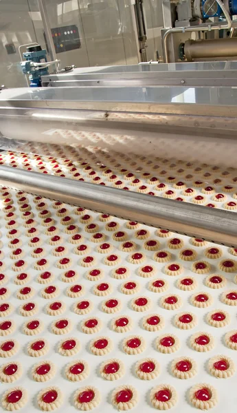 Productie cookies binnenkant van fabriek — Stockfoto