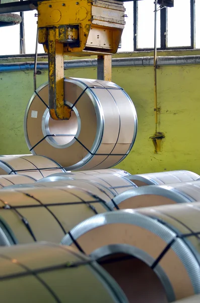 Steel coil in warehouse — Stock Photo, Image