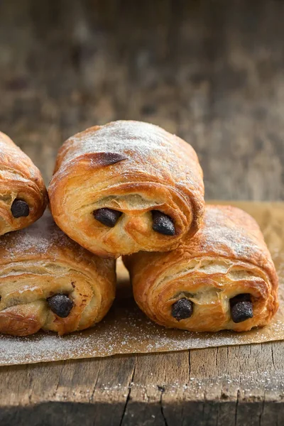 Domácí Čokoládové Croissanty Bolest Chocolat — Stock fotografie