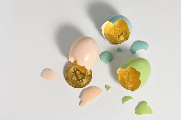 Galati Rumänien April 2021 Studioaufnahme Der Goldenen Bitcoin Währung Und — Stockfoto