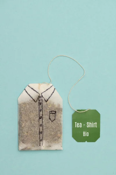 Absztrakt Tea Táska Mint Shirt Fotózás Stúdióban — Stock Fotó