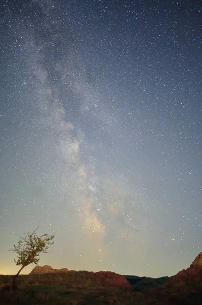 Paysage Avec Voie Lactée Galaxie Macin Mountains Roumanie — Photo