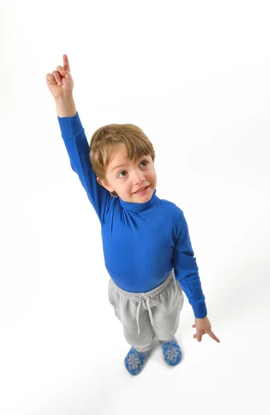 Menino apontando para cima — Fotografia de Stock