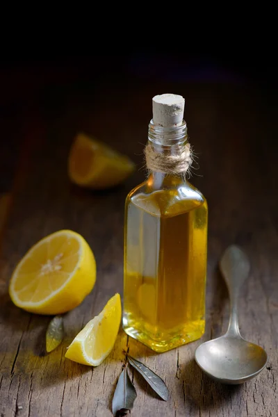 Liver Detox with olive oil and  lemon fruits — Stock Photo, Image