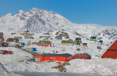 Colorful houses in Greenland clipart