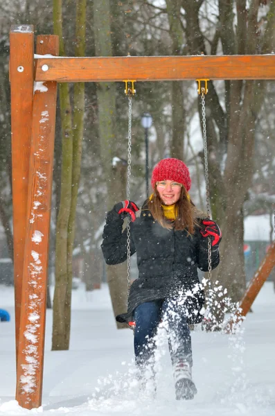 Teen girl swing — Stock Photo, Image