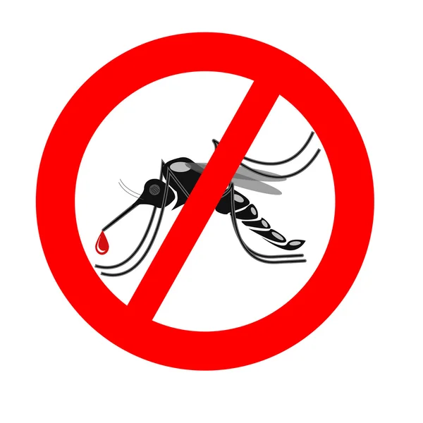 Señalización de mosquitos con advertencia de mosquitos señal prohibida para i — Vector de stock