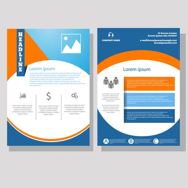 Διάνυσμα φυλλάδιο Flyer μπλε πορτοκαλί σχέδιο διάταξης πρότυπο μέγεθος Α4 — Διανυσματικό Αρχείο