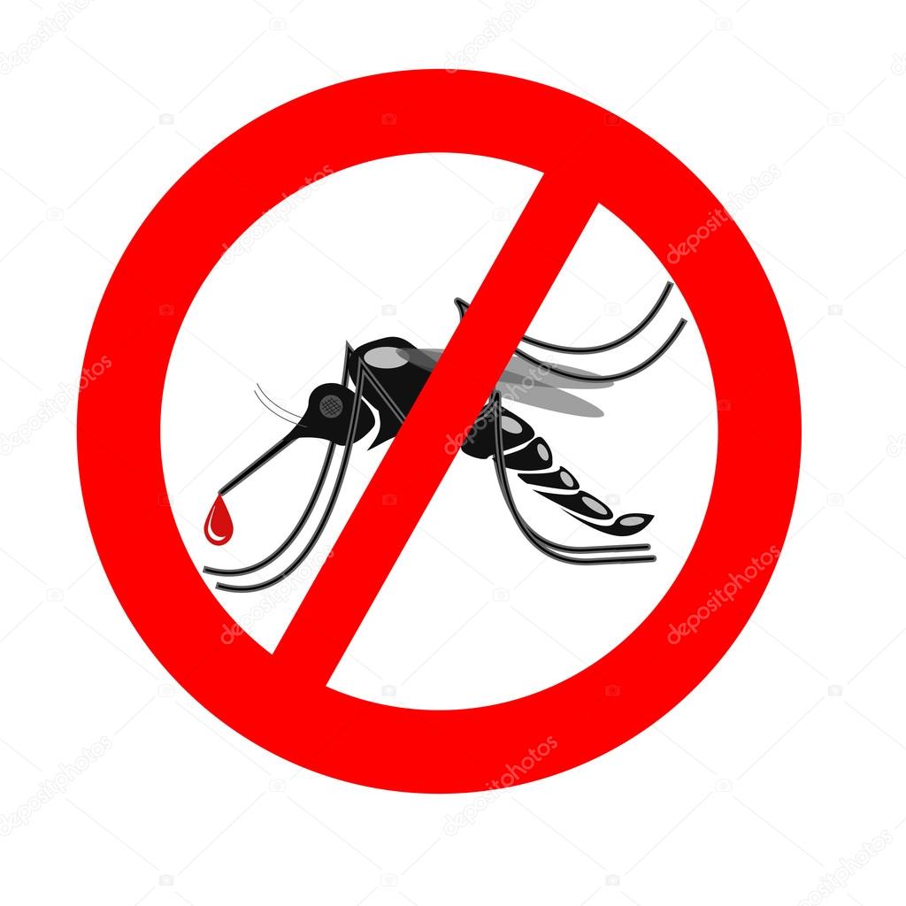 Signaling mosquitoes with mosquito warning prohibited sign for i