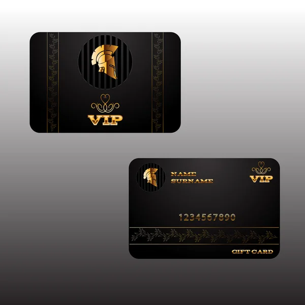 VIP karta s přilbou a květinový prvek zlatý černý design eps 1 — Stockový vektor