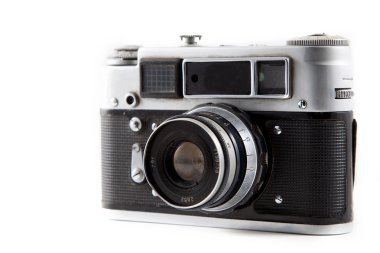 beyaz zemin üzerine 11 izole retro fotoğraf makinesi