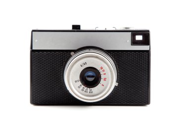 beyaz zemin üzerine 12 izole retro fotoğraf makinesi