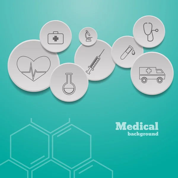 Lékařské vzdělání s ikony představující lékařské a healthcar — Stockový vektor