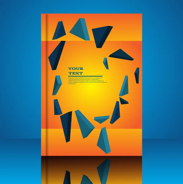 Abstrakte Komposition blaues polygonales Dreieck auf orangefarbenem Hintergrund — Stockvektor