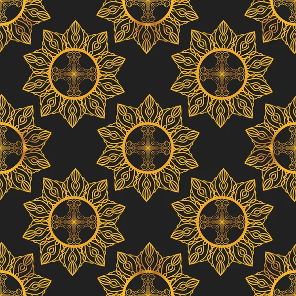 Vector de color amarillo sin costura patrón ornamental eps 10 — Vector de stock