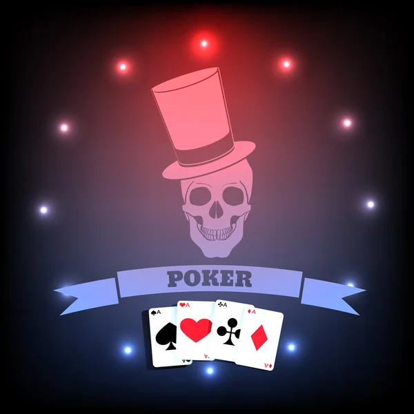 Cara de poker Calavera y luz eps 10 vector — Vector de stock