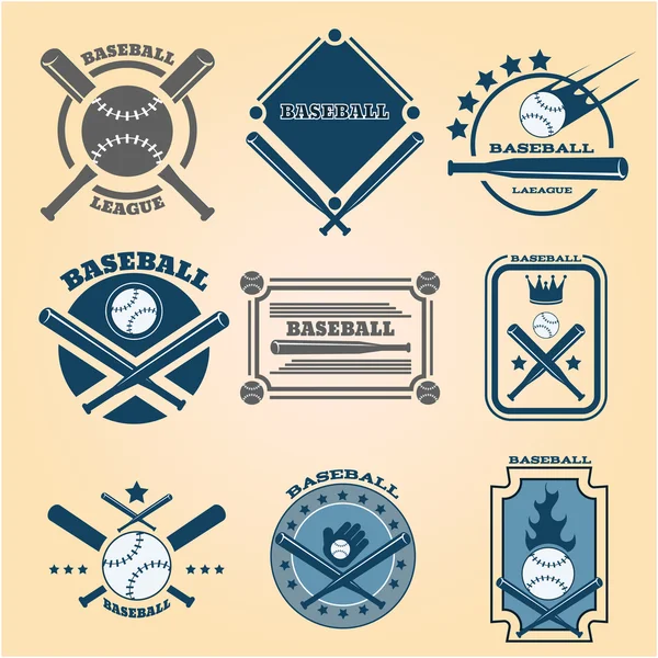 Deporte icono de béisbol conjunto eps 10 vector — Vector de stock