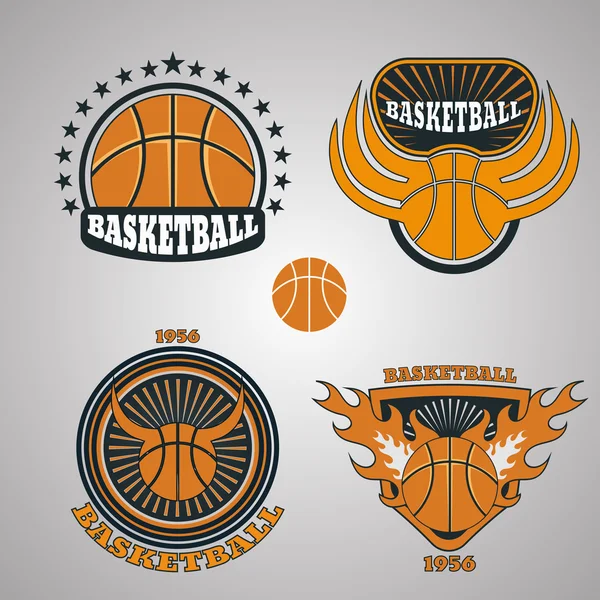 Conjunto de baloncesto equipo emblema vector eps 10 — Archivo Imágenes Vectoriales