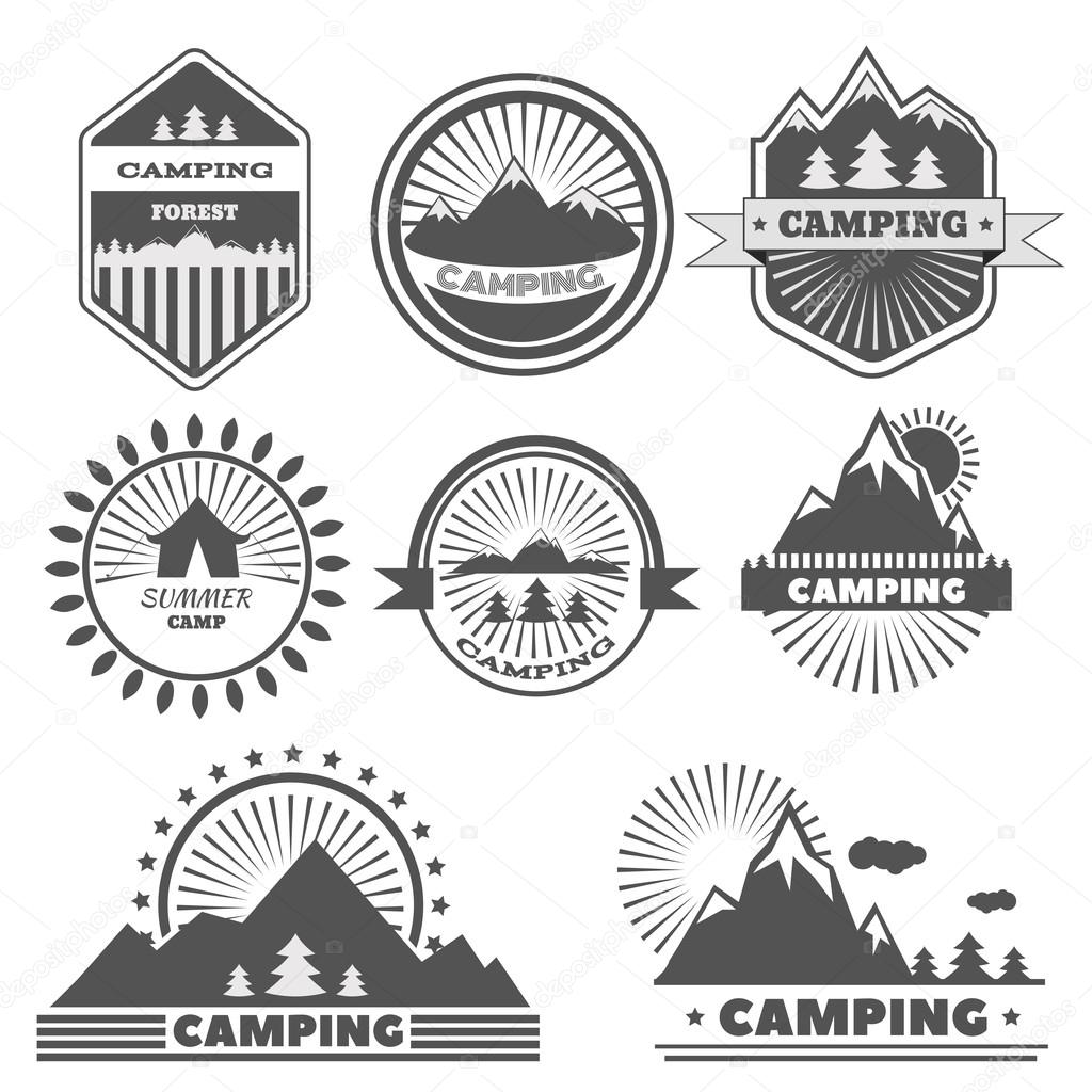 Camping logo labels badges travel emblems eps 10 vector