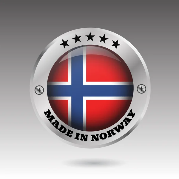 Gemaakt in Noorwegen zilveren badge knop vlag symbool vector eps 10 il — Stockvector