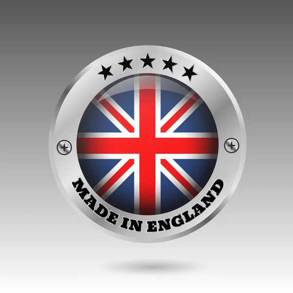 Gjorde i England silver badge knappen flagga symbolen vektor eps 10 jag — Stock vektor