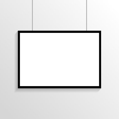 Siyah çerçeve mockup gri duvar eps 10 üzerinde beyaz poster