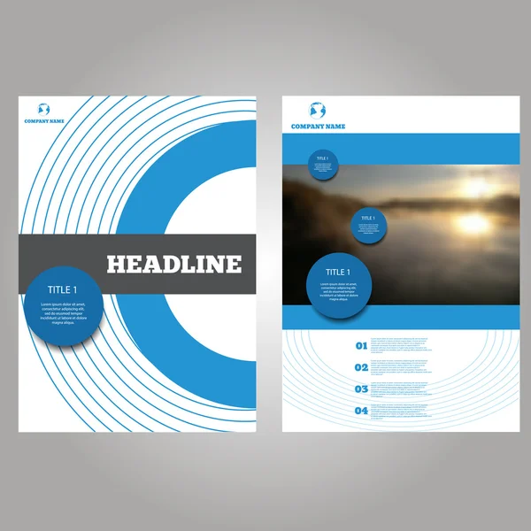Cirkel blauwe Vector jaarlijkse brochure Brochure Flyer rapportsjabloon — Stockvector