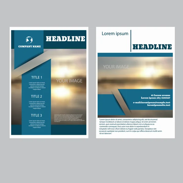 Blue annual report brochure flyer design template vector leaflet — Stock Vector