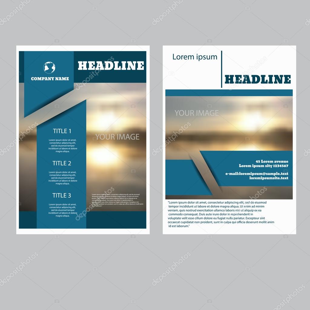 Blue annual report brochure flyer design template vector leaflet