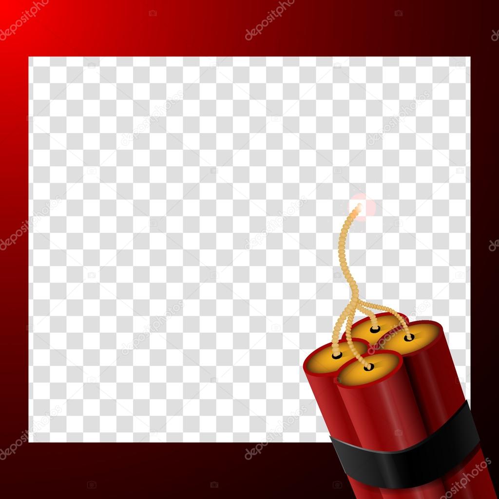 Bomb on red background with transporation frame eps 10