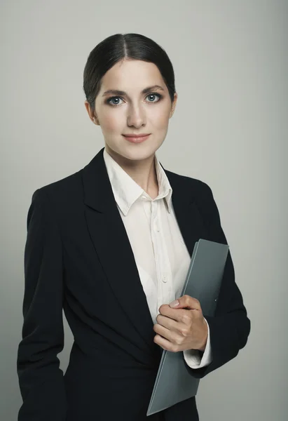 Business woman portrait frey background isolated — Stock Photo, Image