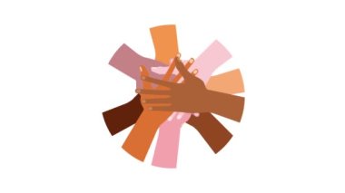 Farklı ten renginde insanların ellerinin olduğu bir video. 