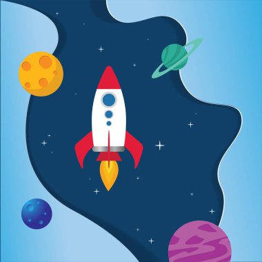 Fly roket oni space basit tabela illüstrasyonu 10 kavram 