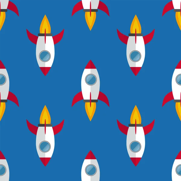 青い袋の上にロケット船のシルエットとシームレスなパターン10ベクトル — ストックベクタ