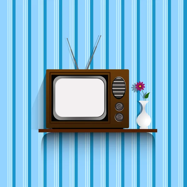 Prázdné retro tv s vintage wallpaper.eps 10. — Stockový vektor