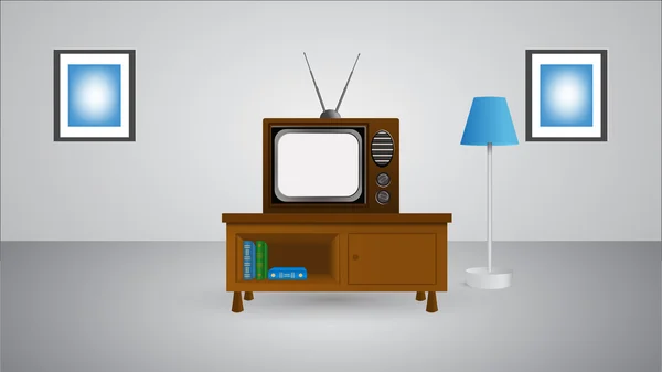 Tv em quarto ilustração vetorial eps 10 — Vetor de Stock