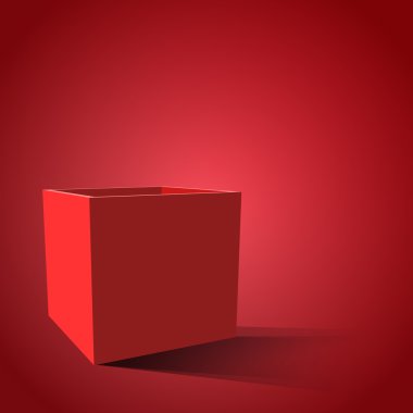Gerçekçi gölgeler kırmızı açık kutu. Vektör çizim eps 10